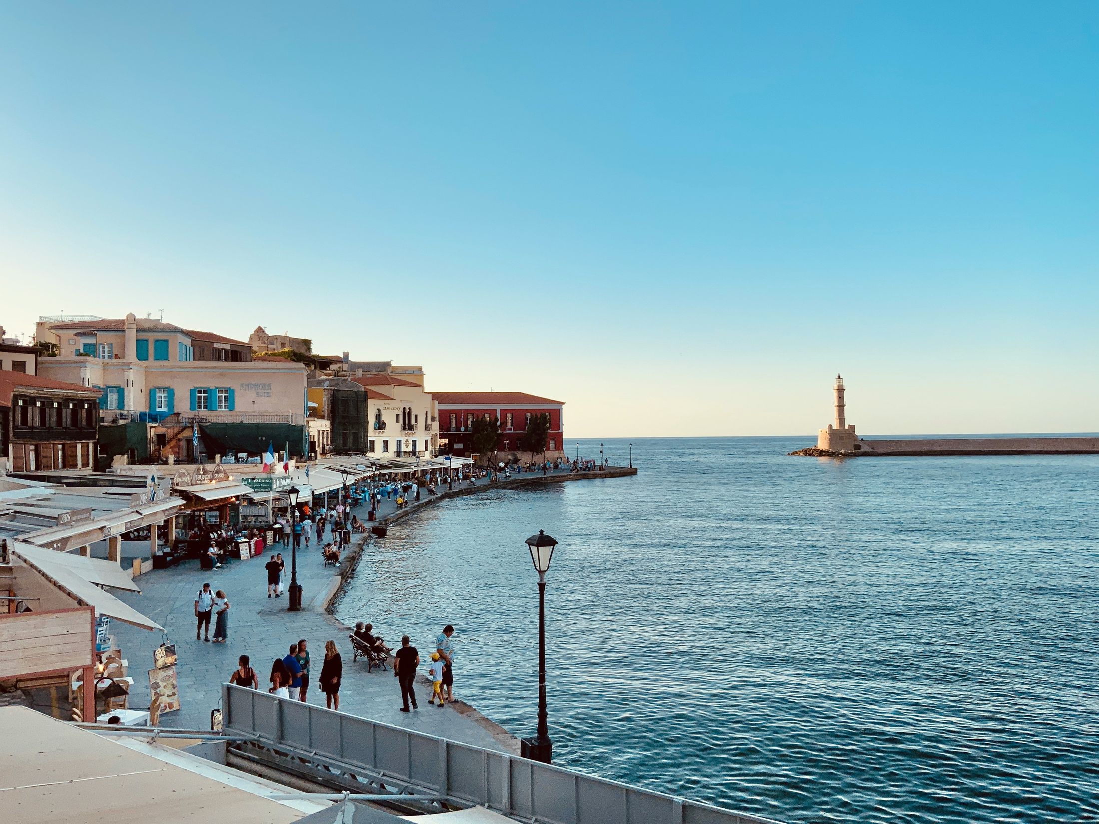 Chania Old Town harbour and Venetian lighthouse